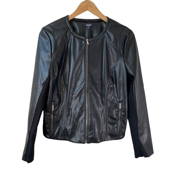 NWT PREMISE STUDIO Women's VEGAN Faux Leather Jacket Black Medium Biker Moto - Picture 1 of 6